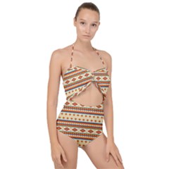 Native American Pattern Scallop Top Cut Out Swimsuit by ExtraAwesomeSauce