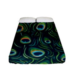 Watercolor Peacock Feather Pattern Fitted Sheet (full/ Double Size) by ExtraAwesomeSauce