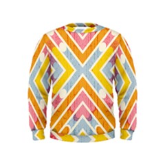 Line Pattern Cross Print Repeat Kids  Sweatshirt by Dutashop