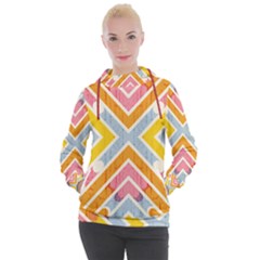 Line Pattern Cross Print Repeat Women s Hooded Pullover by Dutashop