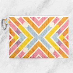 Line Pattern Cross Print Repeat Canvas Cosmetic Bag (xl) by Dutashop