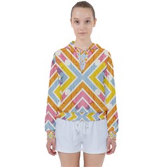 Line Pattern Cross Print Repeat Women s Tie Up Sweat by Dutashop
