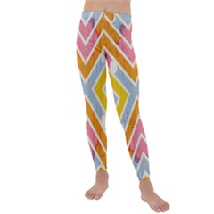 Line Pattern Cross Print Repeat Kids  Lightweight Velour Leggings by Dutashop