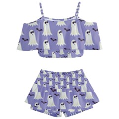 Halloween Ghost Bat Kids  Off Shoulder Skirt Bikini by Dutashop