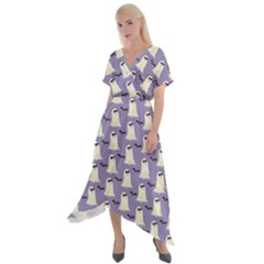 Halloween Ghost Bat Cross Front Sharkbite Hem Maxi Dress by Dutashop