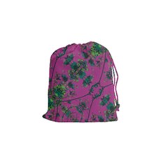 Modern Floral Collage Print Pattern Drawstring Pouch (small) by dflcprintsclothing