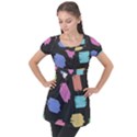 Many Colors Pattern Seamless Puff Sleeve Tunic Top View1