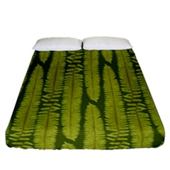 Fern Texture Nature Leaves Fitted Sheet (queen Size) by Dutashop