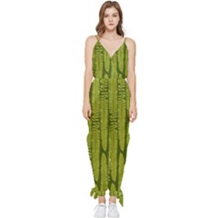 Fern Texture Nature Leaves Sleeveless Tie Ankle Jumpsuit by Dutashop