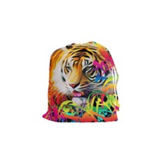 Tiger In The Jungle Drawstring Pouch (small) by icarusismartdesigns