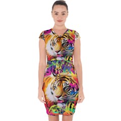 Tiger In The Jungle Capsleeve Drawstring Dress  by icarusismartdesigns