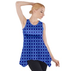Basket Weave Basket Pattern Blue Side Drop Tank Tunic by Dutashop