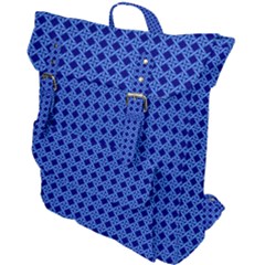 Basket Weave Basket Pattern Blue Buckle Up Backpack by Dutashop