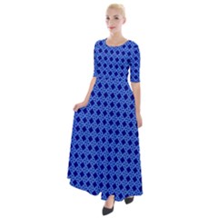 Basket Weave Basket Pattern Blue Half Sleeves Maxi Dress by Dutashop
