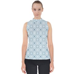 Tulip Flower Garden  Mock Neck Shell Top by SychEva
