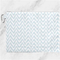 Chevrons Bleu Clair/blanc Canvas Cosmetic Bag (xxxl) by kcreatif