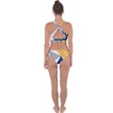 Abstrait triangles Jaune/Bleu/Gris Cross Back Hipster Bikini Set View2