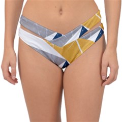 Abstrait Triangles Jaune/bleu/gris Double Strap Halter Bikini Bottom by kcreatif