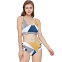 Abstrait triangles Jaune/Bleu/Gris Frilly Bikini Set View1