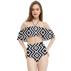 Patternformesgeometriquesnoir5 Halter Flowy Bikini Set  by kcreatif