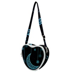 Moon Star Neon Wallpaper Heart Shoulder Bag by Dutashop