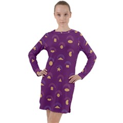 Geometric Figures Long Sleeve Hoodie Dress by SychEva