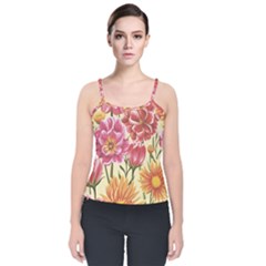 Flowers Velvet Spaghetti Strap Top by goljakoff