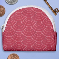 Red Sashiko Ornament Horseshoe Style Canvas Pouch by goljakoff