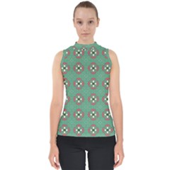 Mushrooms In The Meadow  Mock Neck Shell Top by SychEva