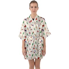 Vegetables Athletes Half Sleeve Satin Kimono  by SychEva