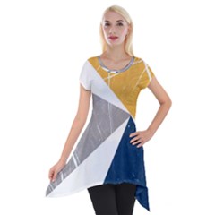 Pattern Abstrait Effet Bleu/jaune Short Sleeve Side Drop Tunic by kcreatif