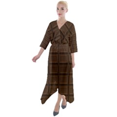 Milk Chocolate Quarter Sleeve Wrap Front Maxi Dress by goljakoff