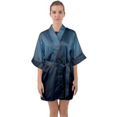 Whales Family Half Sleeve Satin Kimono  by goljakoff