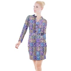 Tiles Cbdoilprincess 9bce4aa2-e68c-4f2b-9a83-c8e38fcd4516 Button Long Sleeve Dress by CBDOilPrincess1