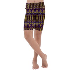 Fancy Ornate Pattern Mosaic Print Kids  Lightweight Velour Cropped Yoga Leggings by dflcprintsclothing
