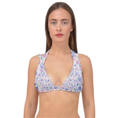 Watercolor Dandelions Double Strap Halter Bikini Top by SychEva