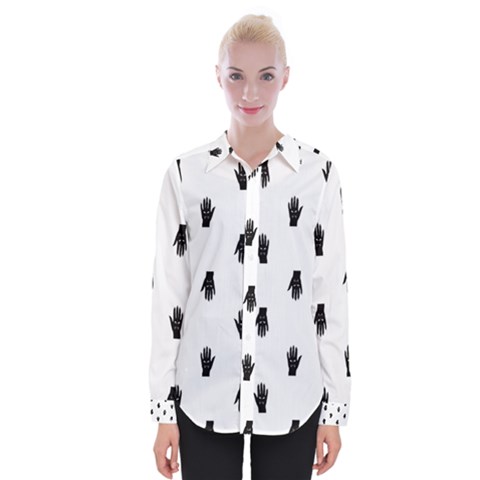 Vampire Hand Motif Graphic Print Pattern Womens Long Sleeve Shirt by dflcprintsclothing