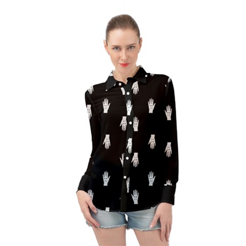 Vampire Hand Motif Graphic Print Pattern 2 Long Sleeve Chiffon Shirt by dflcprintsclothing