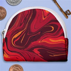 Red Vivid Marble Pattern 15 Horseshoe Style Canvas Pouch by goljakoff