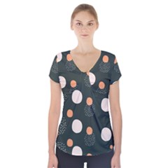 Black Peach White  Short Sleeve Front Detail Top by Sobalvarro