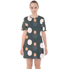 Black Peach White  Sixties Short Sleeve Mini Dress by Sobalvarro