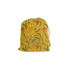 Folk Floral Pattern  Abstract Flowers Surface Design  Seamless Pattern Drawstring Pouch (small) by Eskimos