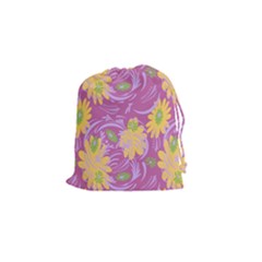 Folk Floral Pattern  Abstract Flowers Surface Design  Seamless Pattern Drawstring Pouch (small) by Eskimos