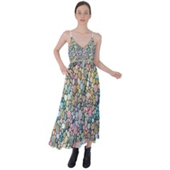 Multicolored Watercolor Stones Tie Back Maxi Dress by SychEva