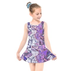 Blooming Lilacs Spring Garden Abstract Kids  Skater Dress Swimsuit by CrypticFragmentsDesign