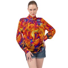 Sun & Water High Neck Long Sleeve Chiffon Top by LW41021