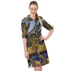 Sea Of Wonder Long Sleeve Mini Shirt Dress by LW41021