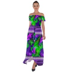 Feathery Winds Off Shoulder Open Front Chiffon Dress by LW41021