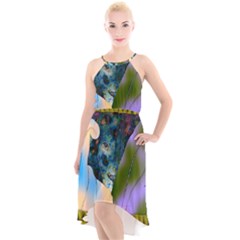 Jungle Lion High-low Halter Chiffon Dress  by LW41021