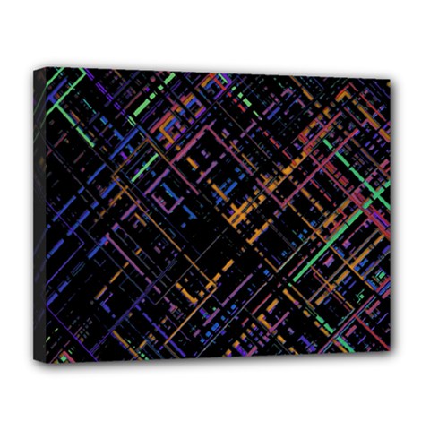 Criss-cross Pattern (multi-colored) Canvas 14  X 11  (stretched) by LyleHatchDesign